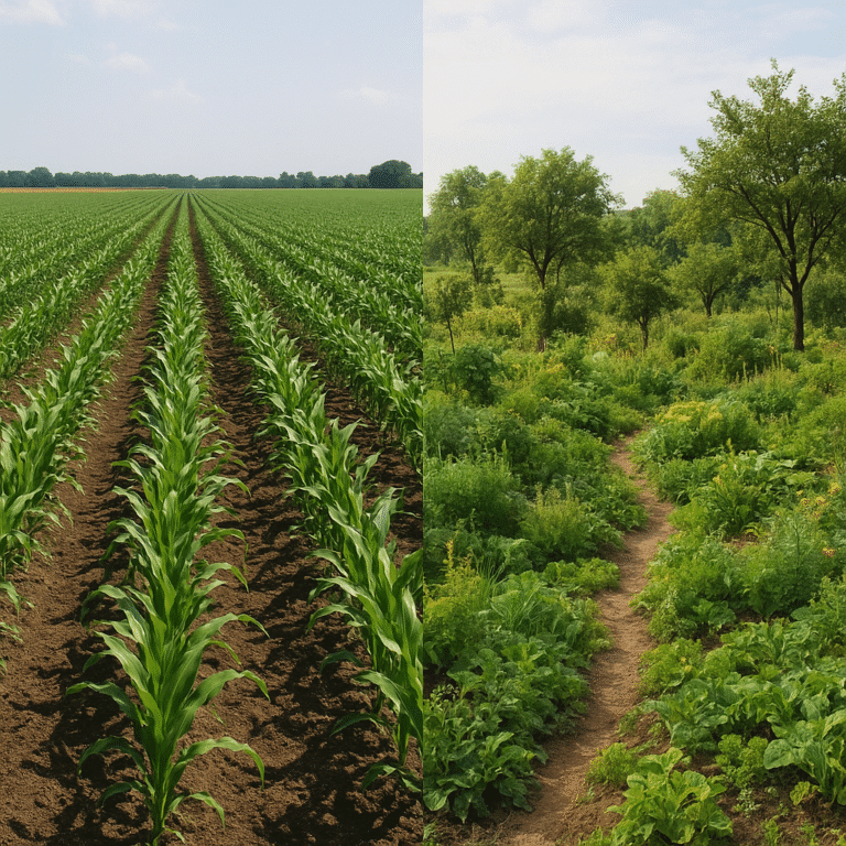 Jakie są różnice między plantacjami monokulturowymi a permakulturowymi?
