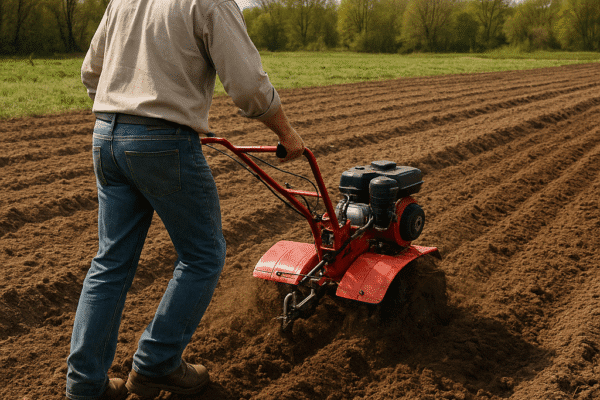 Przygotowanie pola pod uprawy warzywne z użyciem glebogryzarki