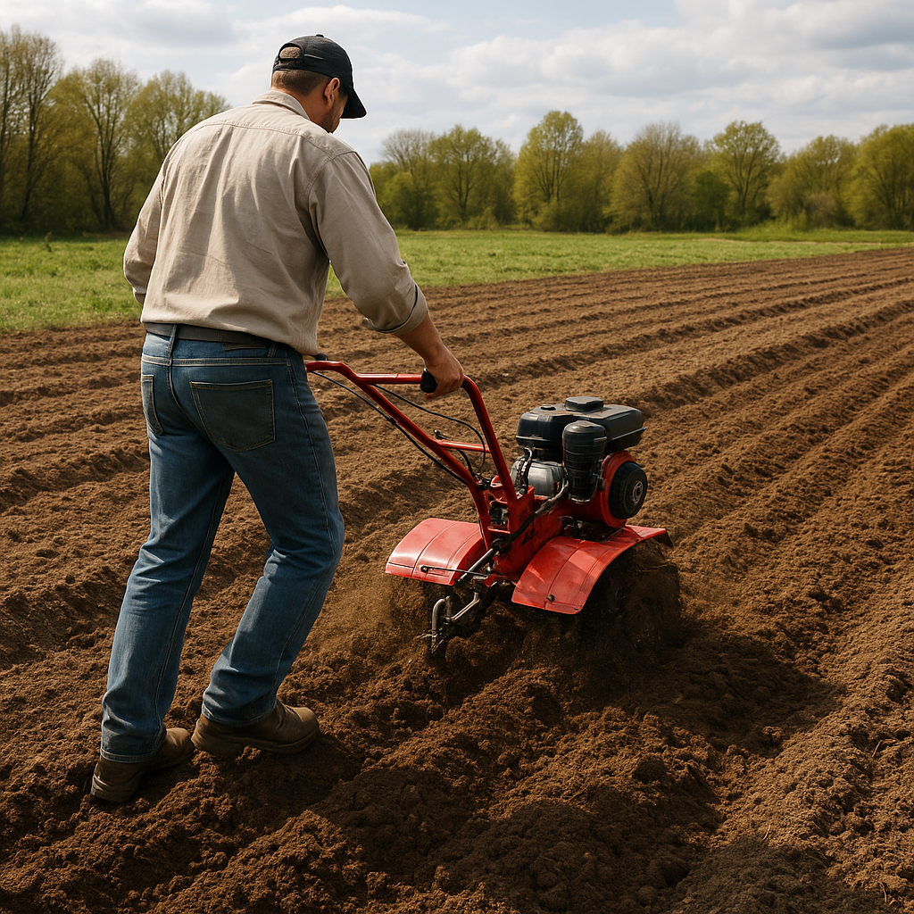 Przygotowanie pola pod uprawy warzywne z użyciem glebogryzarki
